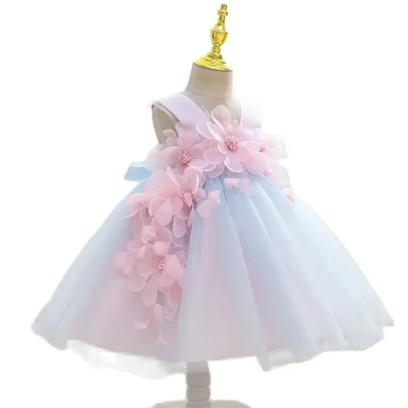 Kids tulle dress with flowers - Picture 1 of 1